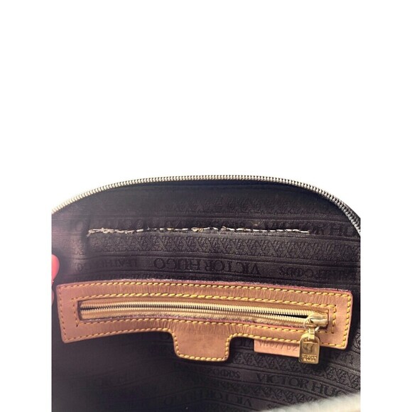 Victor Hugo Womens Backpack Brown Medium Brown Casual Travel Monogram Logo Chic - Picture 7 of 8